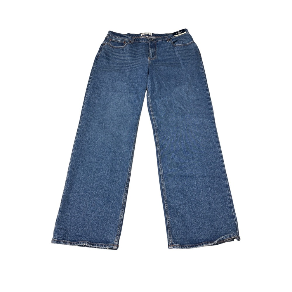 NWT Abercrombie & Fitch Curve Love The Baggy Low Rise Jeans Women 32 14L W38 L33